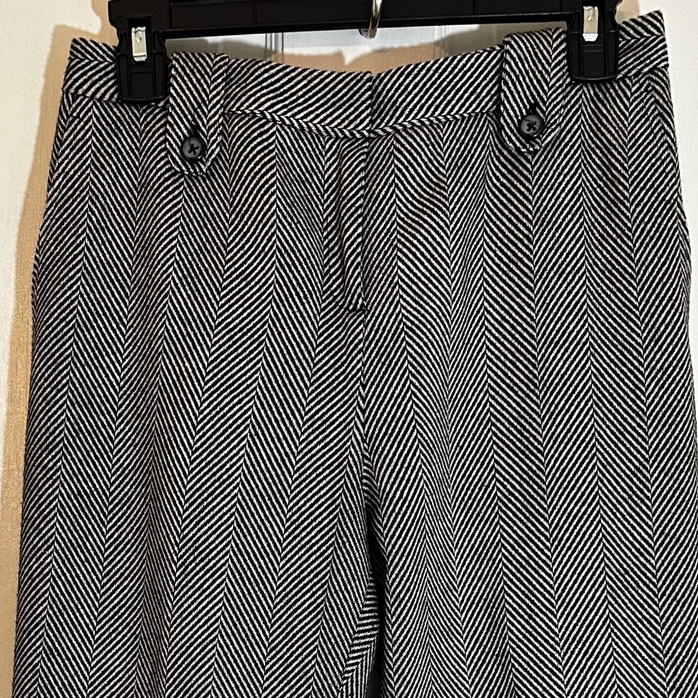 Willie Smith black & white WOOL herringbone wide-leg trousers Made in Italy